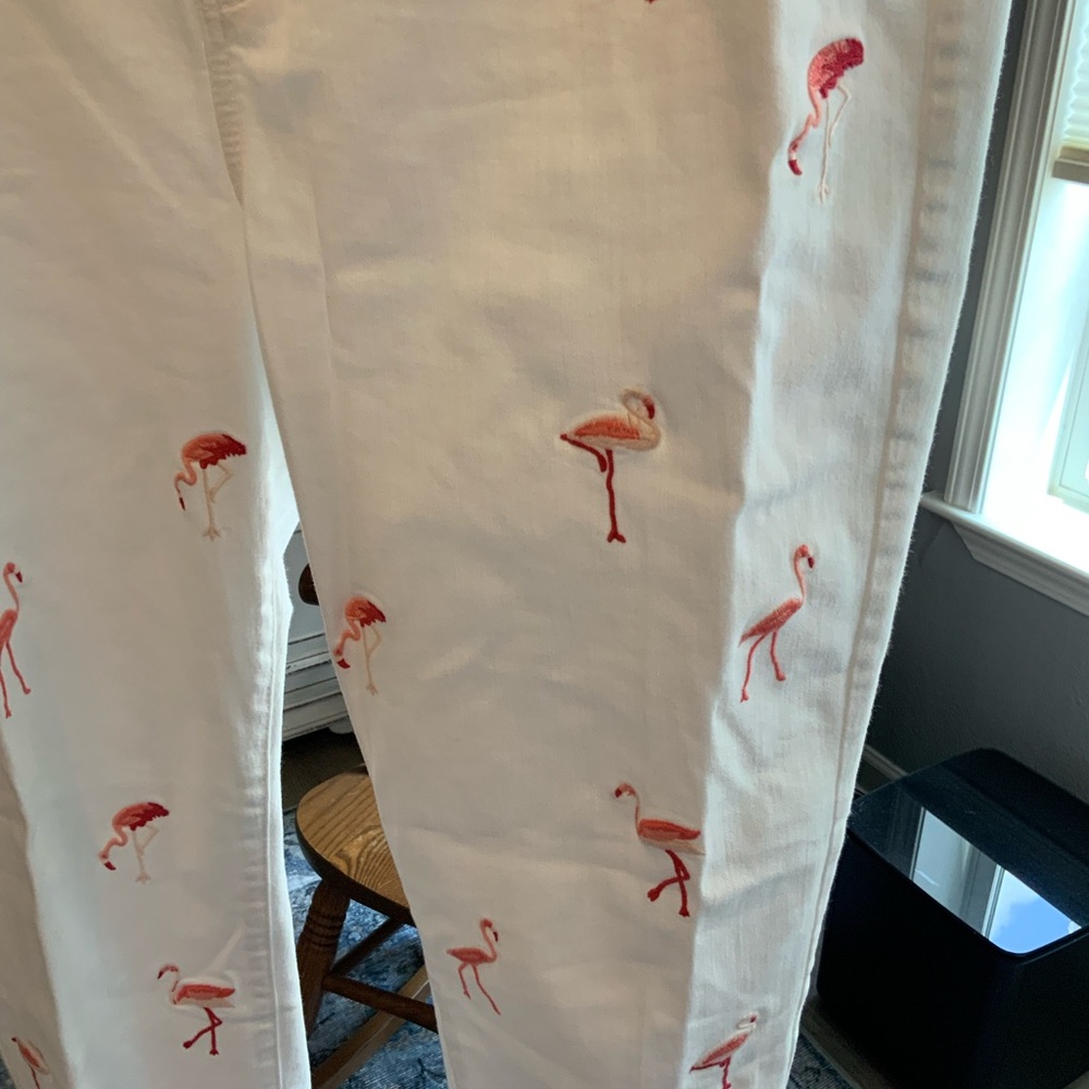Chico's White Flamingo Print Cropped Pants - Picture 2 of 4